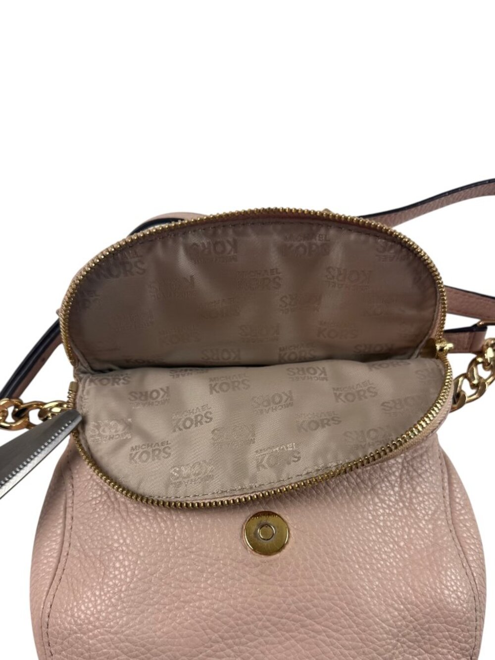 MICHAEL KORS Blush Pink Pebbled Leather Bedford Crossbody Bag Purse - Picture 5 of 11